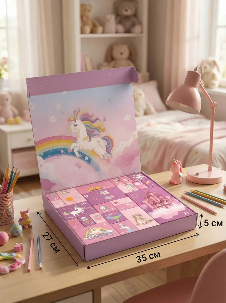 Advent Calendar for Girls with a Unicorn — A Set of Surprises and Decorations