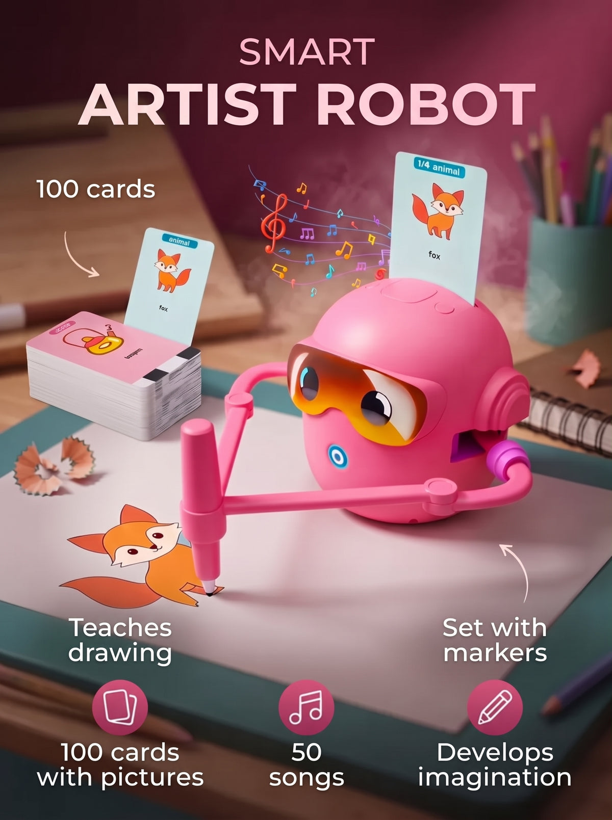 Interactive robot artist with cards