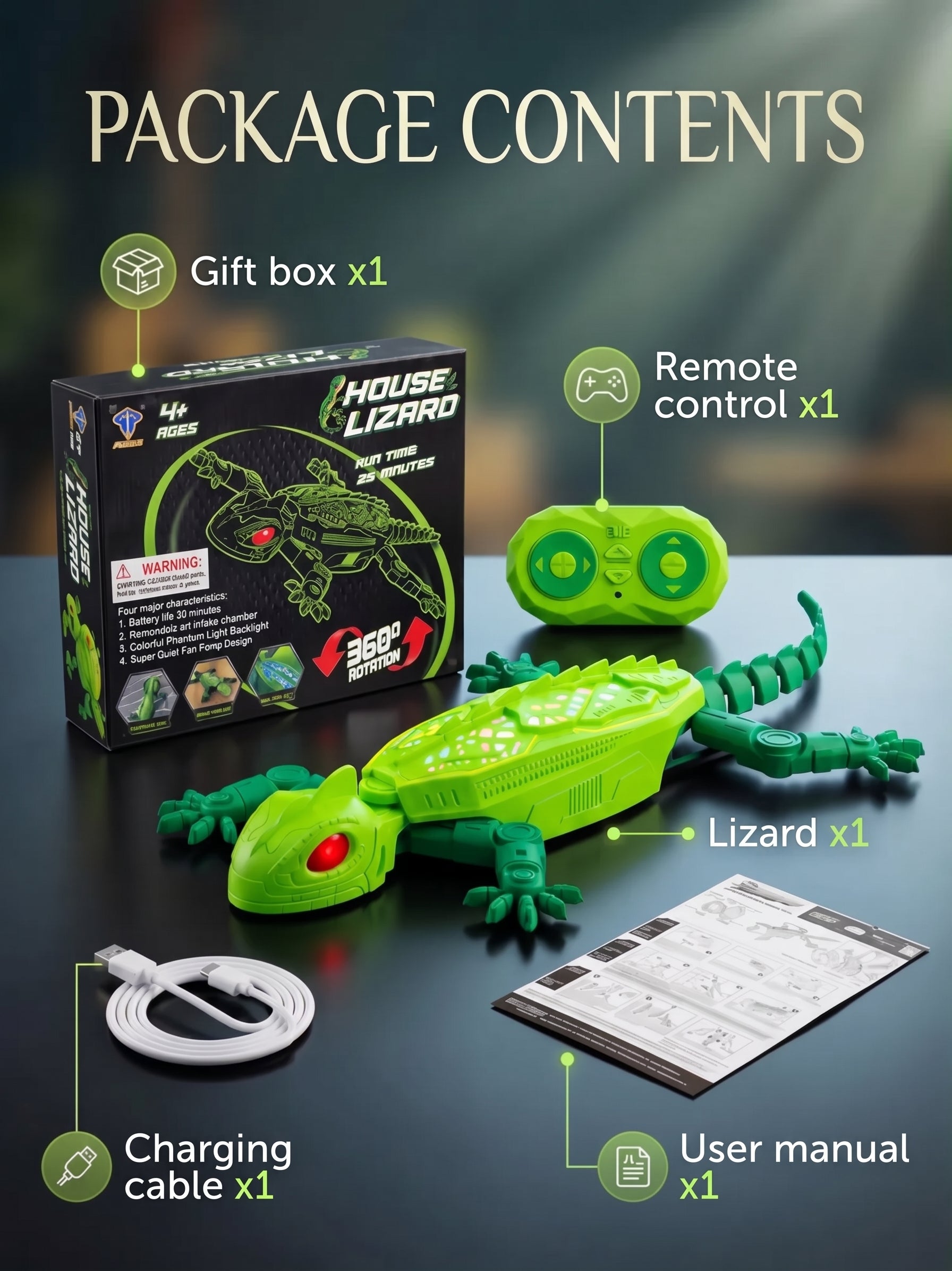 Interactive radio-controlled lizard