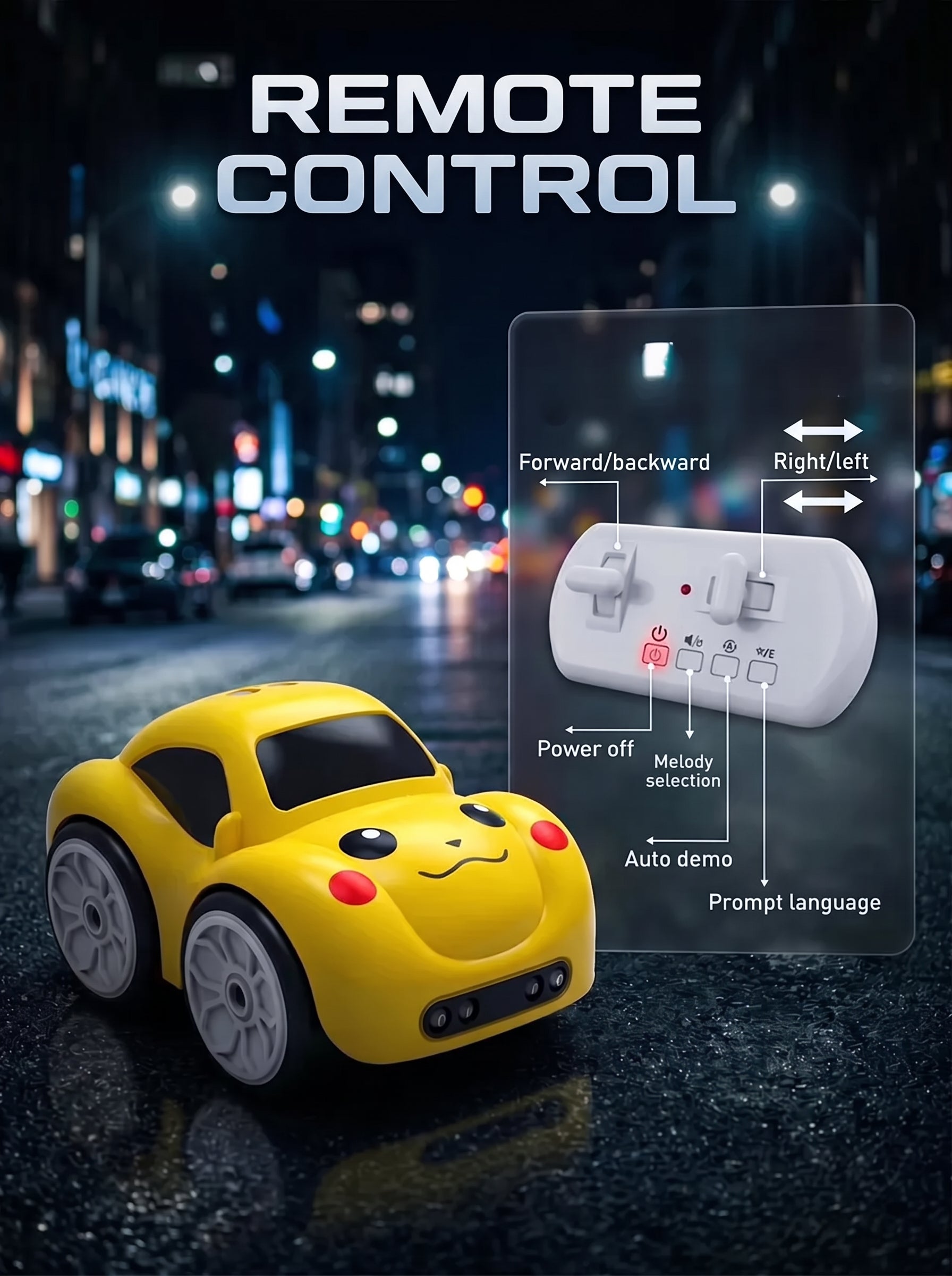 Interactive toy car for children with an induction-following mode