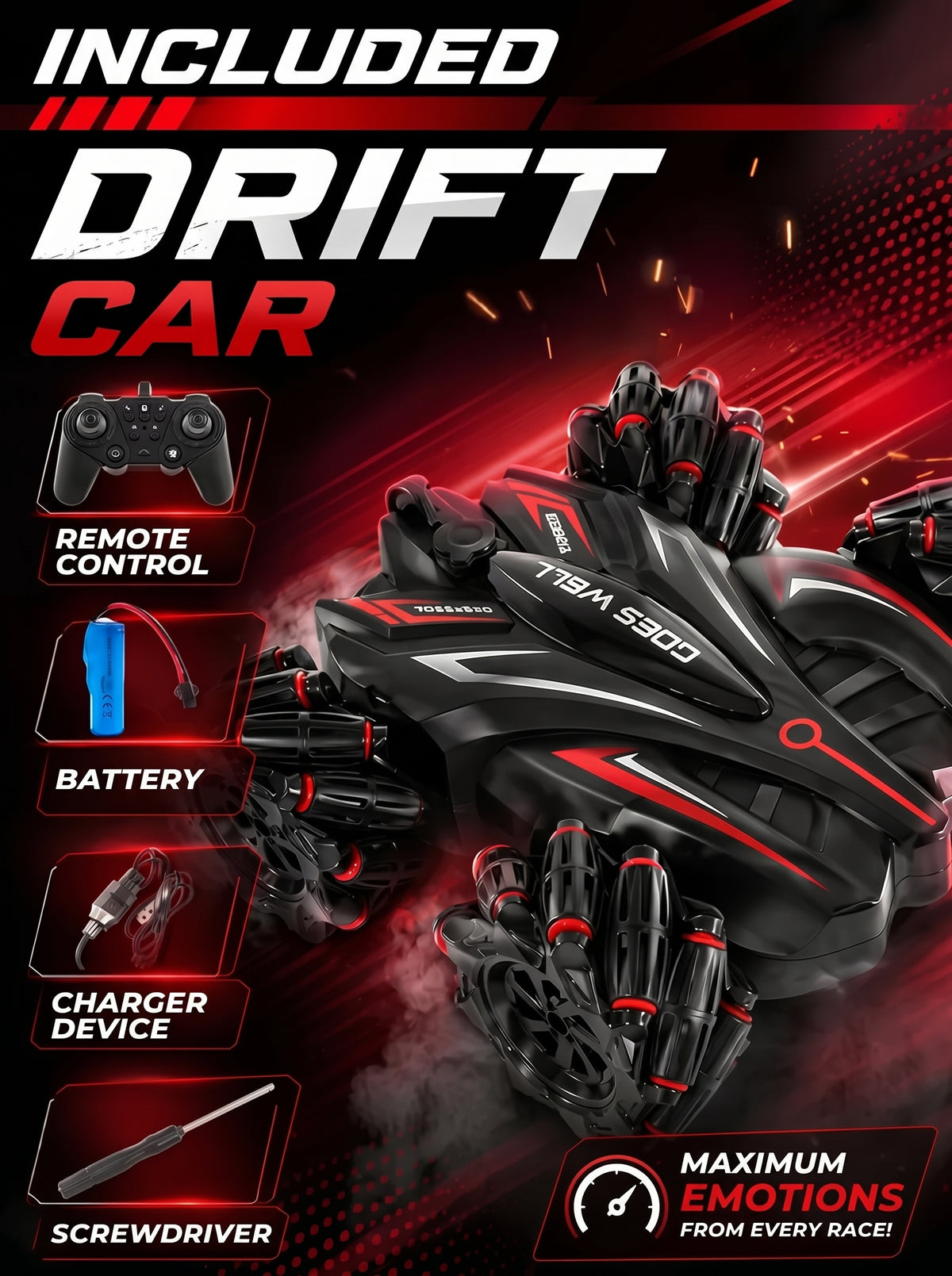 Radio-controlled stunt car