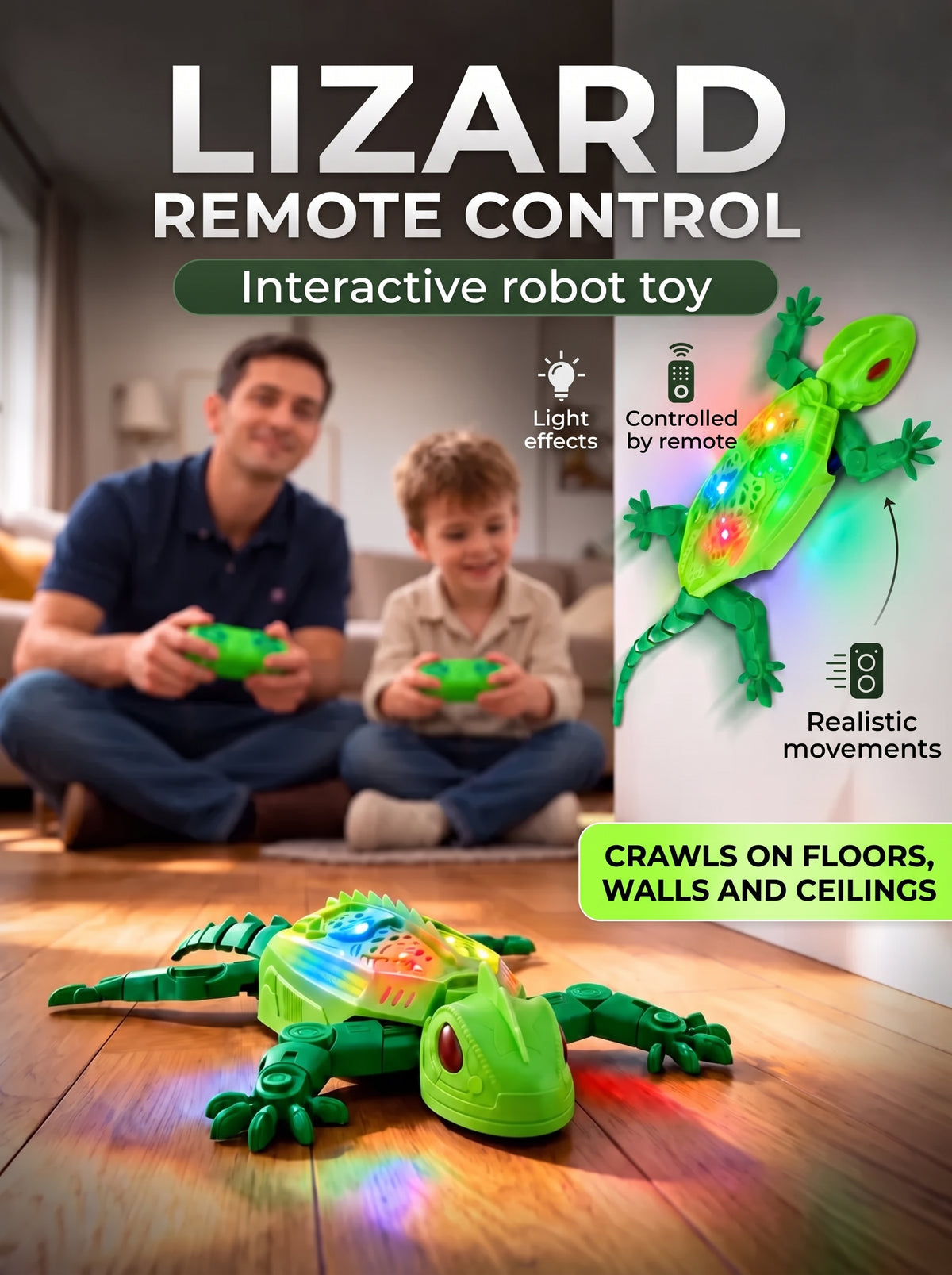Interactive radio-controlled lizard