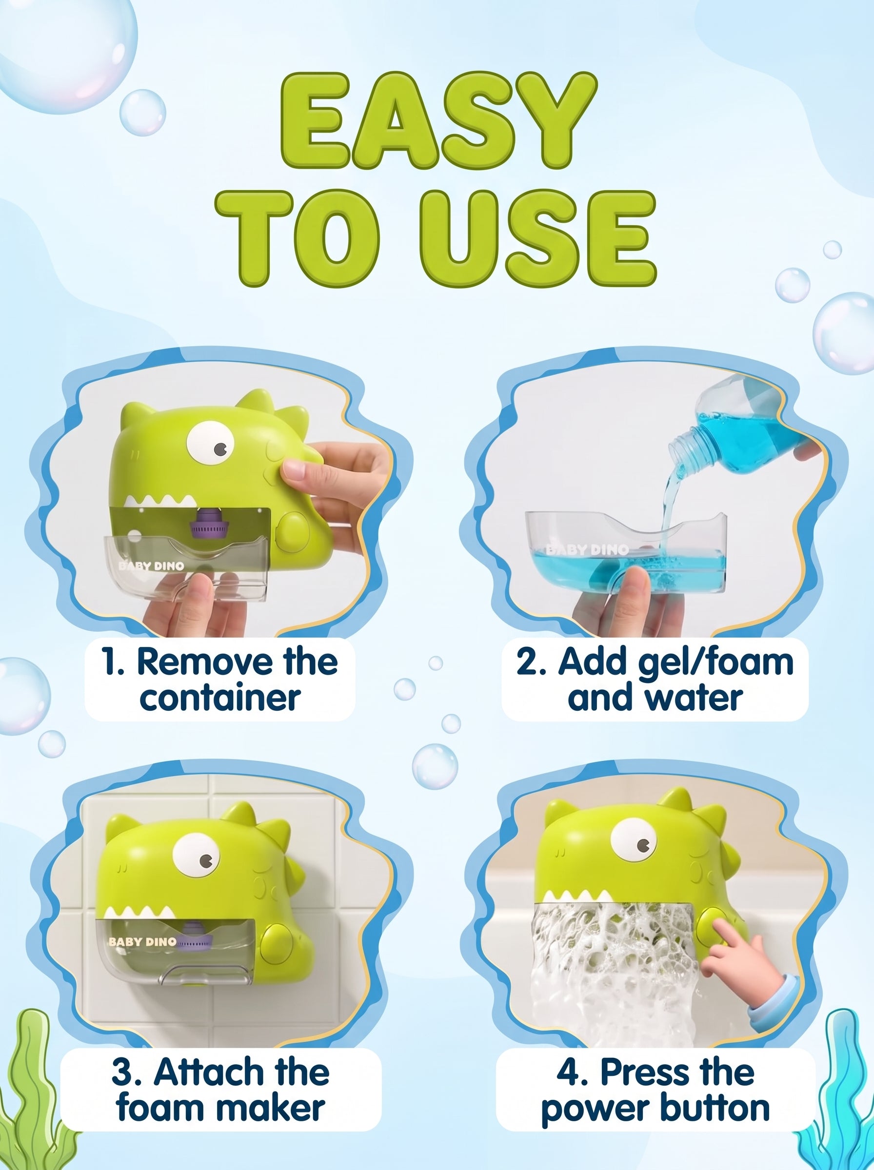 Dinosaur-themed bubble maker for kids