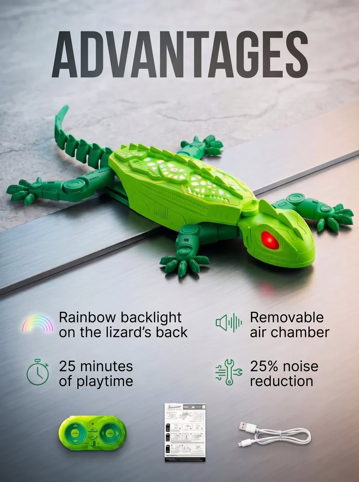 Interactive radio-controlled lizard