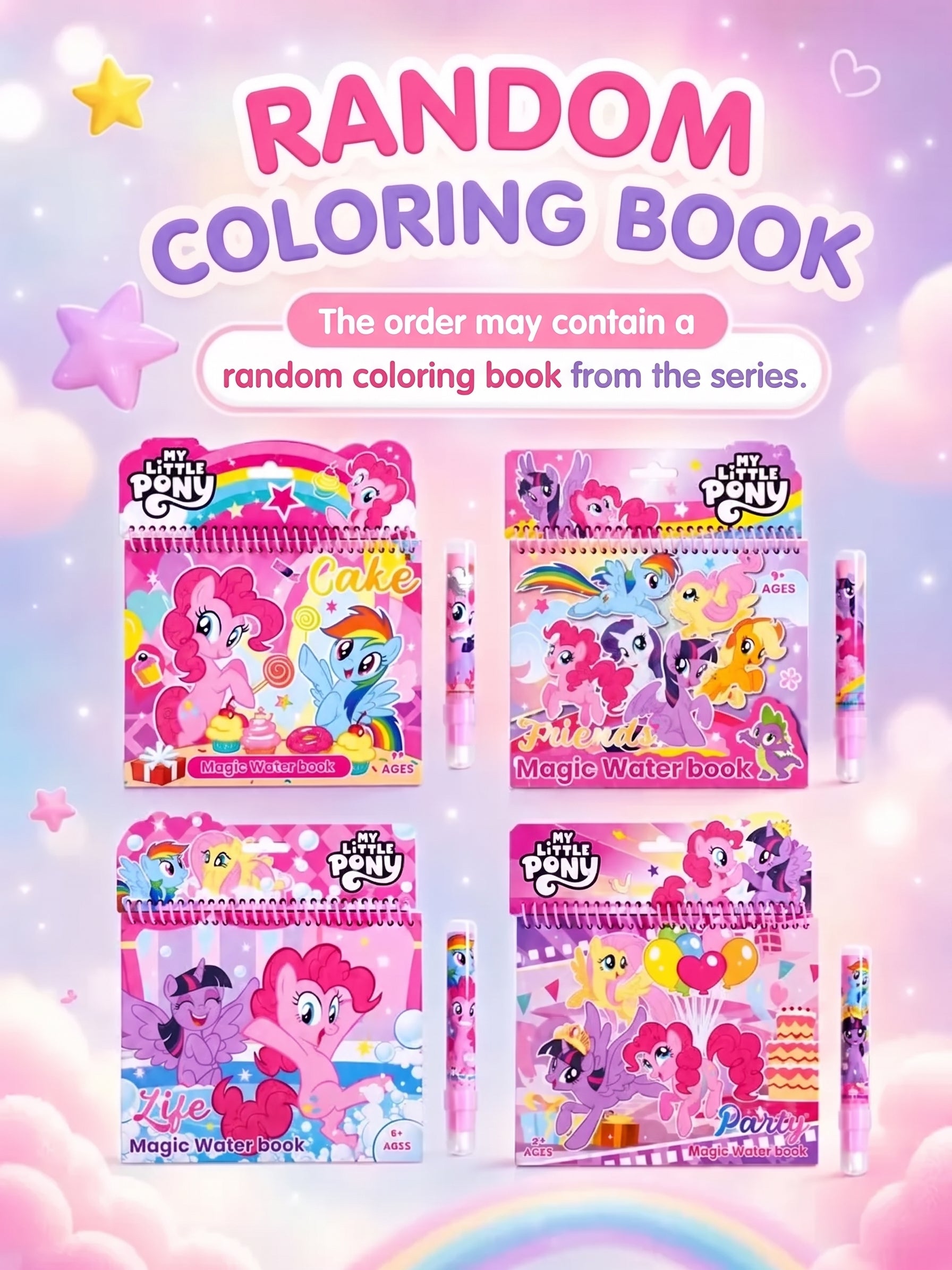 Water coloring book for kids Pony