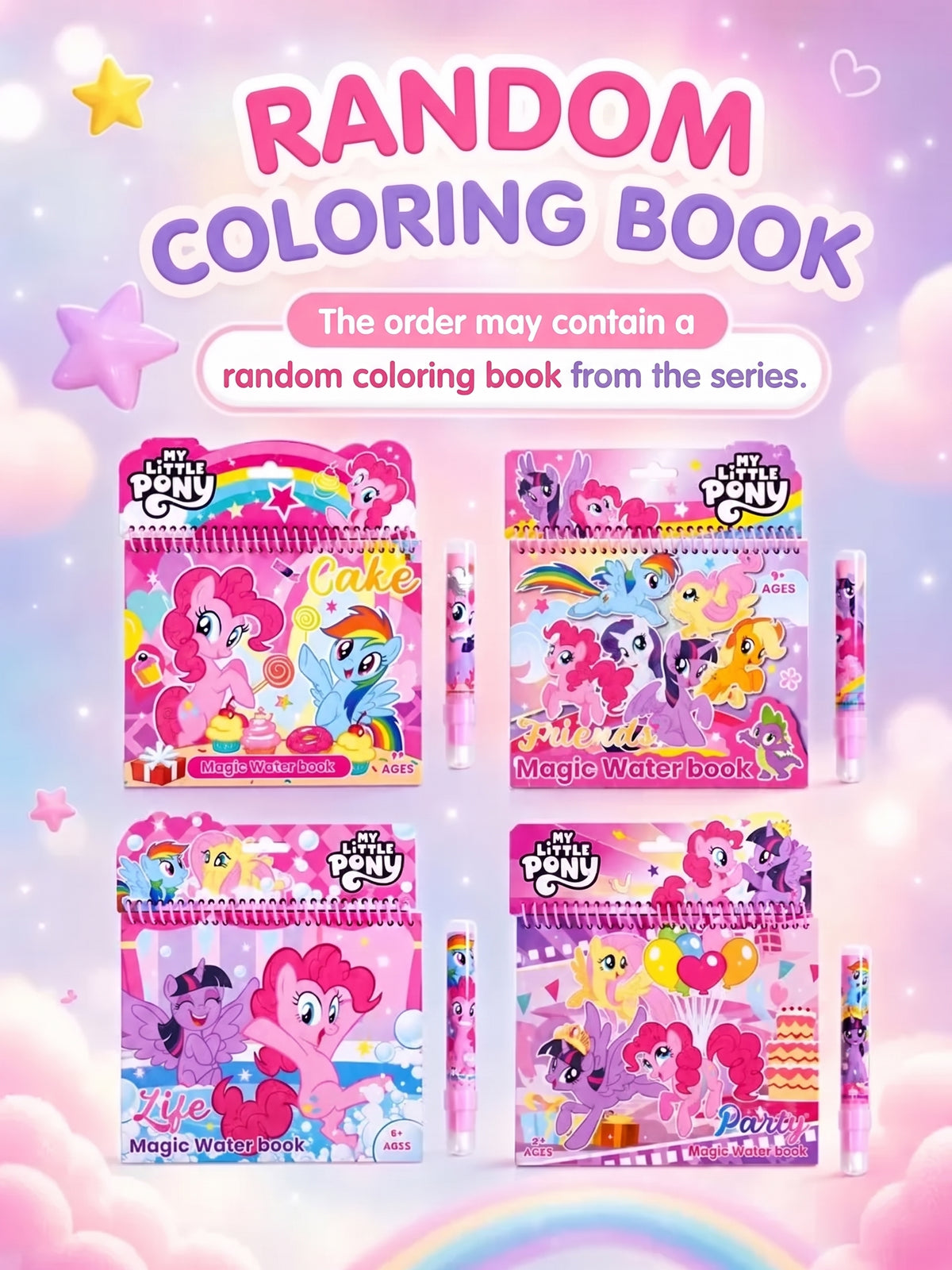 Water coloring book for kids Pony