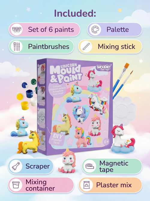 "Unicorn" creative kit for children: making plaster figurines