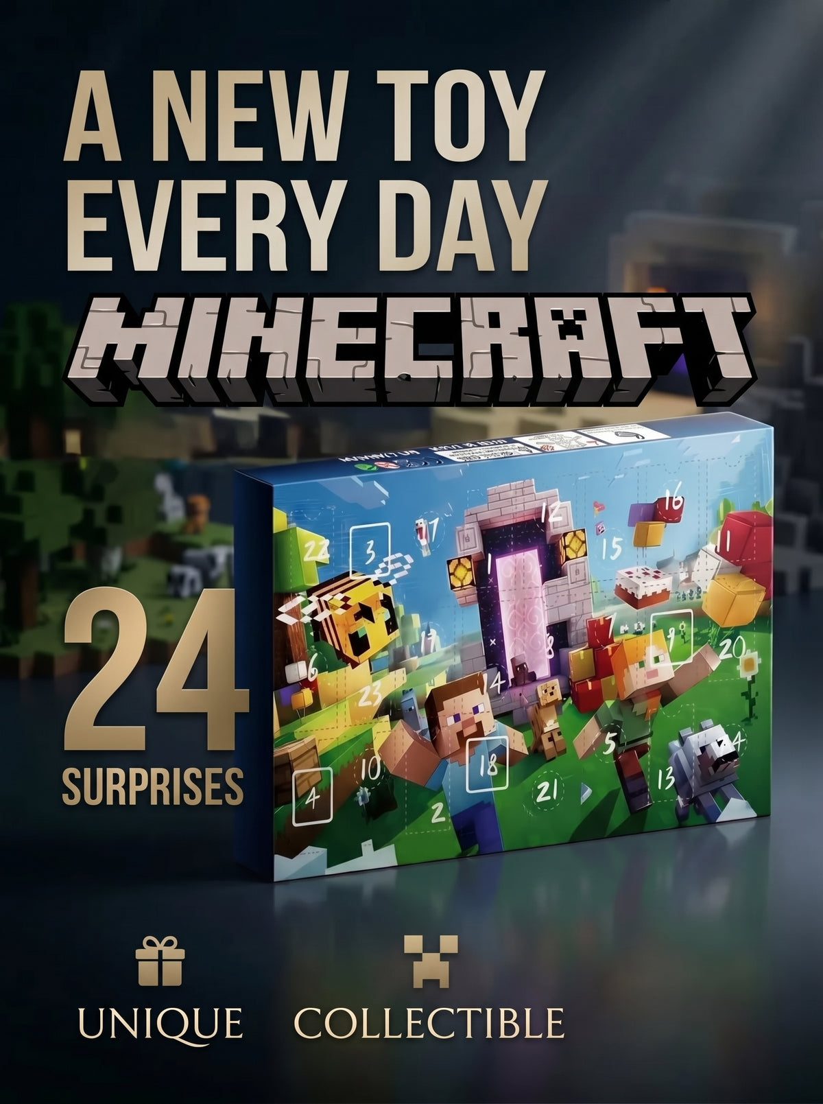 Advent calendar for kids with toys from the Minecraft series